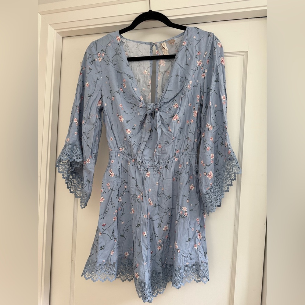 H&M Light Blue Floral Romper